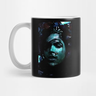 Special processing. Bright side. Beautiful guy. Face. Aqua. Mug